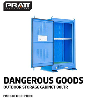 Pratt Class 4 Dangerous Goods Storage Cabinets 80L 1 Door 2 Shelves