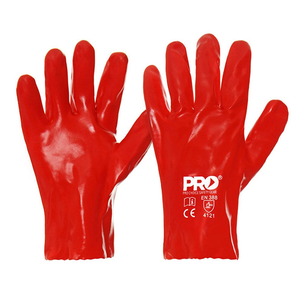 Pro Choice Red PVC Gloves one size - 12 Pairs in 27cm or 45cm