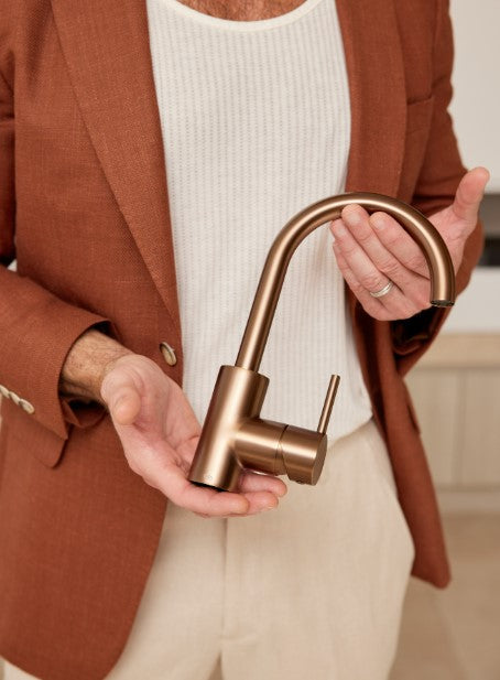 Meir Round Gooseneck Kitchen Pinless Handle Mixer Tap - Various Colour Finishes