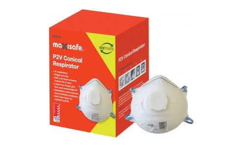 Conical P2 Disposable Respirator Dust Mask with Valve - Box of 10