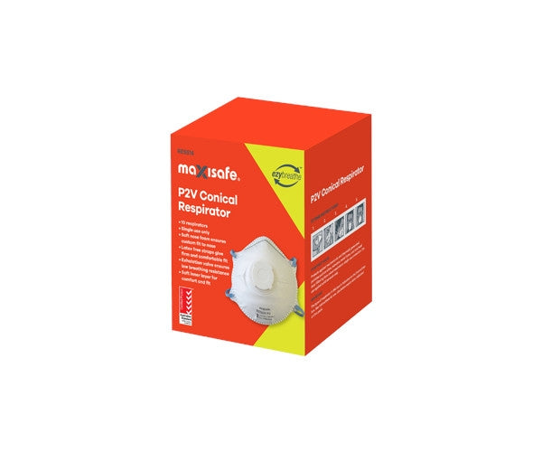 Conical P2 Disposable Respirator Dust Mask with Valve - Box of 10