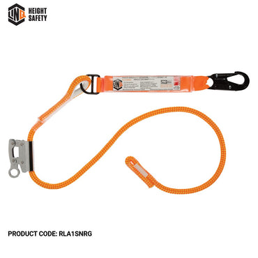 Linq Height Safety Single Leg 2m Shock Absorb Adjustable Rope Lanyard - Plus Hardware