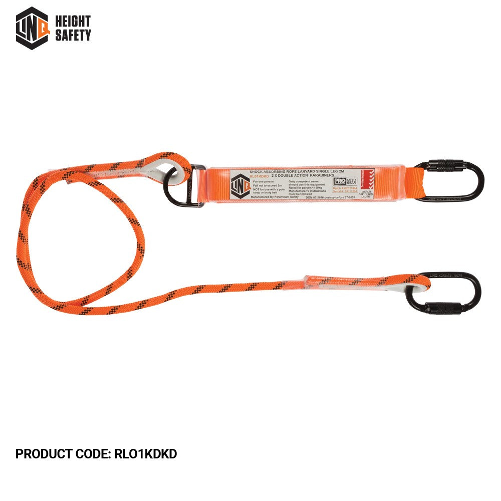 Linq Single Leg Kernmantle 2M Shock Absorb Rope Lanyard - Plus Harware