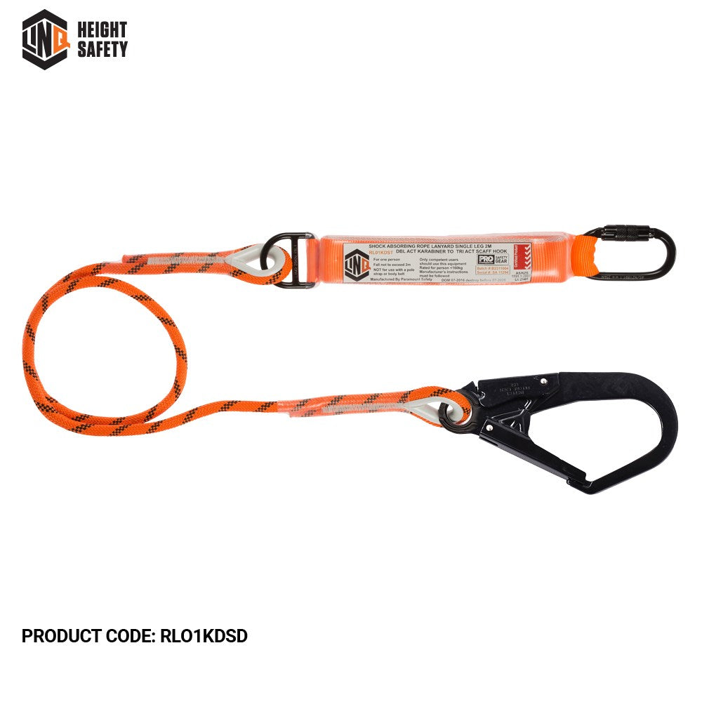 Linq Single Leg Kernmantle 2M Shock Absorb Rope Lanyard - Plus Harware