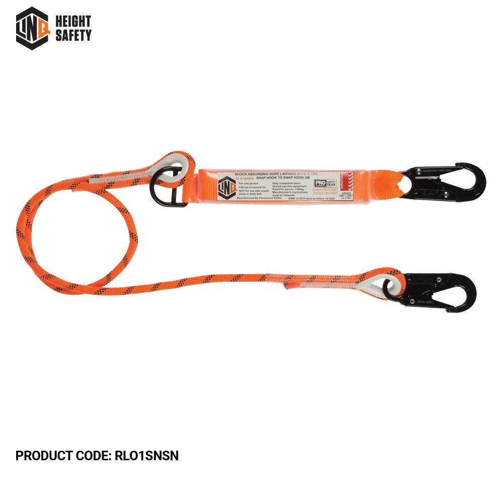 Linq Single Leg Kernmantle 2M Shock Absorb Rope Lanyard - Plus Harware