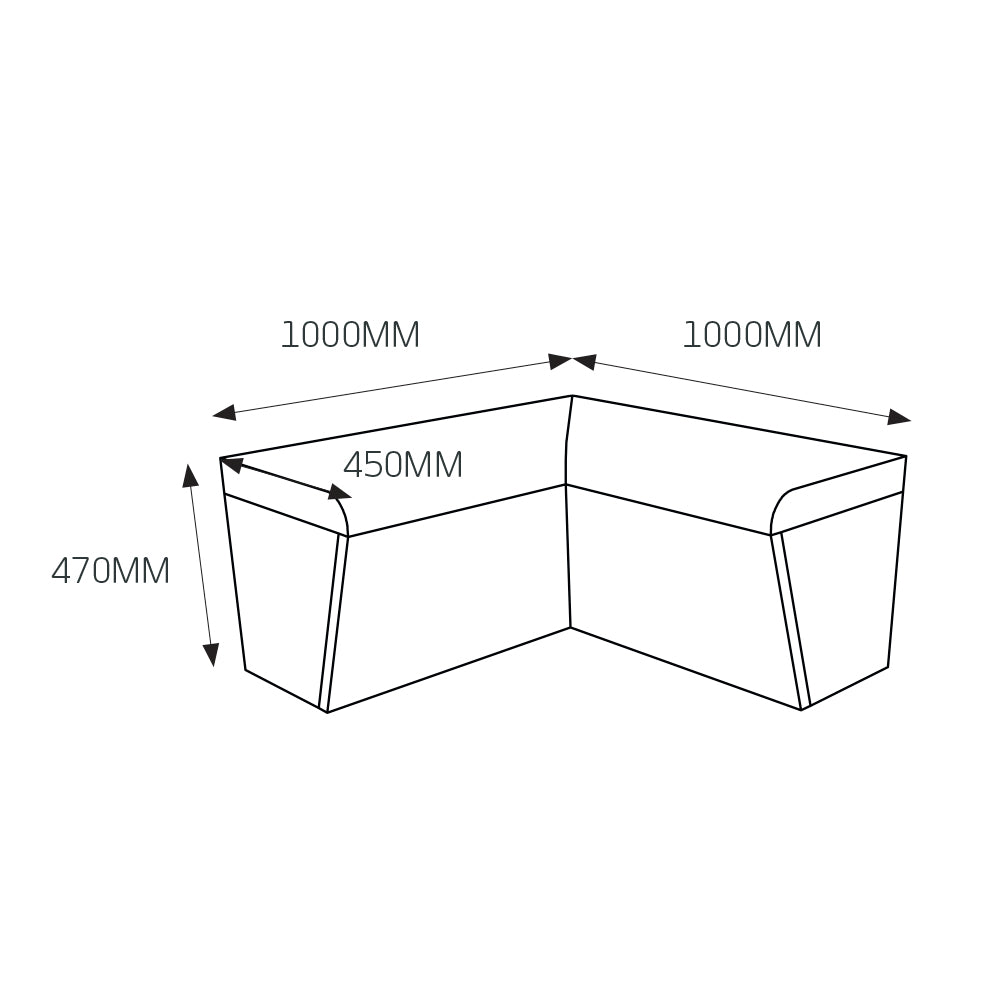 Thermasheet Curved Corner shower seat 1000 x 450 x 470 mm