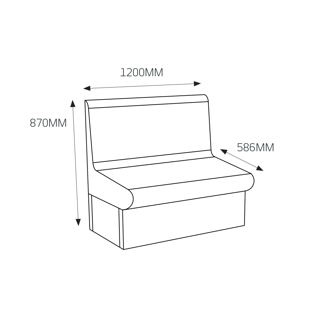Thermasheet Curved shower seat with back 1200 x 586 x 870 mm
