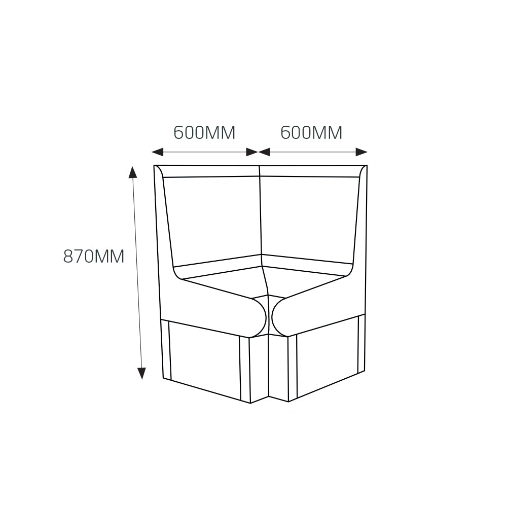 Thermasheet Curved corner shower seat with back 600 x 600 x 870 mm