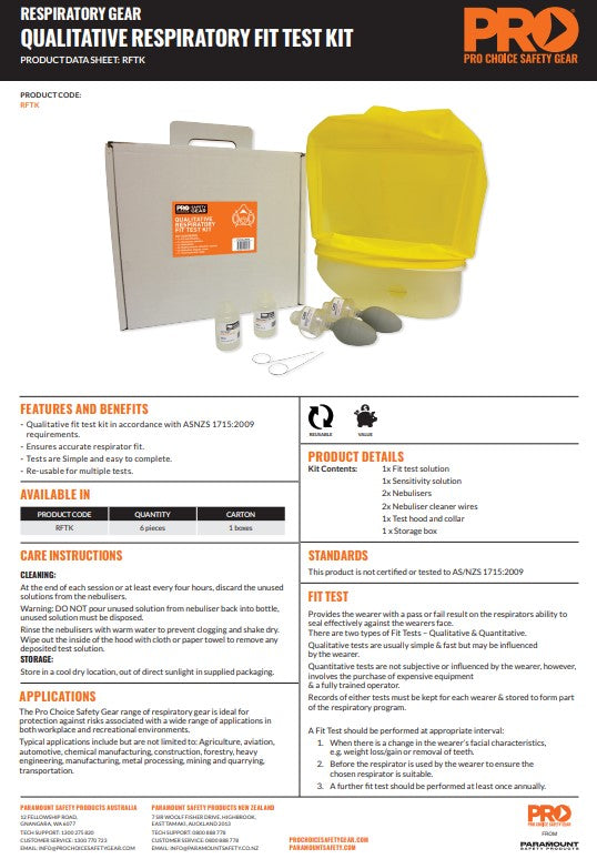 Pro Choice Qualitative Respiratory Fit Test Kit