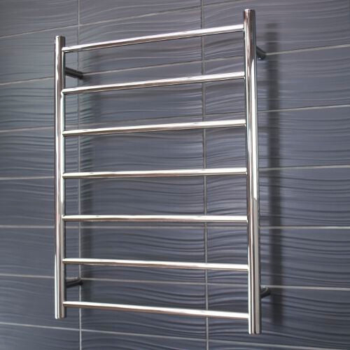 Radiant Heated Towel Rail (RTR01) 600mm x 800mm - 7 bars (ROUND) - BOTTOM RIGHT Power