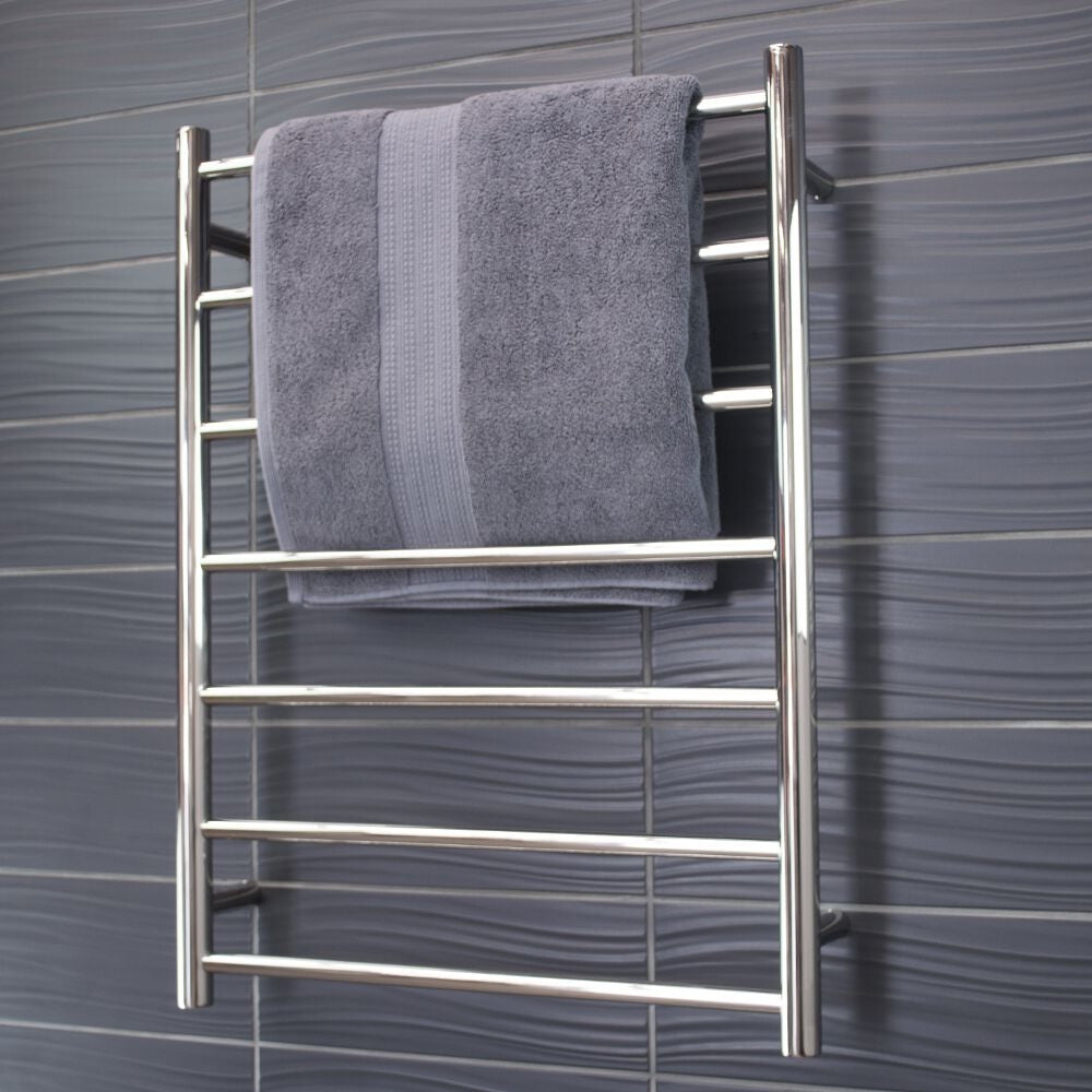 Radiant LOW Voltage Heated Towel Rail (12V-RTR01) 600mm x 800mm - 7 bars (ROUND) - Multiple Colour Finishes