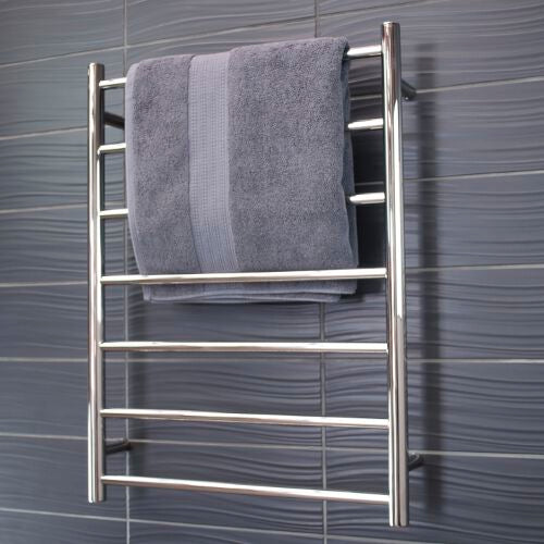 Radiant Heated Towel Rail (RTR01) 600mm x 800mm - 7 bars (ROUND) - BOTTOM RIGHT Power