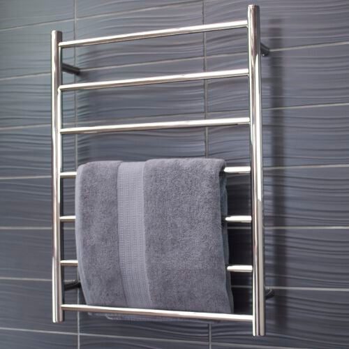 Radiant Heated Towel Rail (RTR01) 600mm x 800mm - 7 bars (ROUND) - BOTTOM RIGHT Power