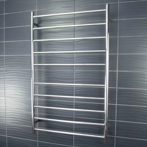 Radiant Heated Towel Rail (RTR04) 750mm x 1200mm - 10 bars (ROUND) - BOTTOM RIGHT Power