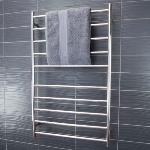 Radiant Heated Towel Rail (RTR04) 750mm x 1200mm - 10 bars (ROUND) - BOTTOM RIGHT Power