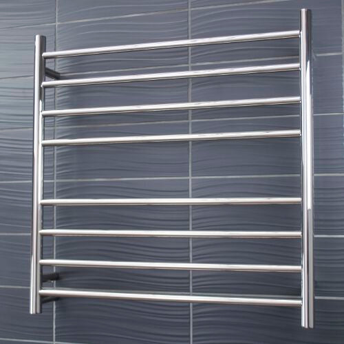 Radiant Heated Towel Rail (RTR06) 750mm x 750mm - 8 bars (ROUND) - BOTTOM LEFT Power