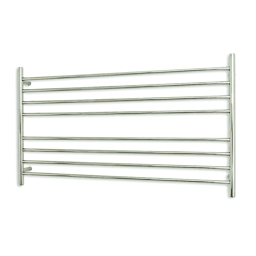 Radiant Heated Towel Rail (RTR09) 1300mm x 750mm - 8 Round Bars - Mirror Polished