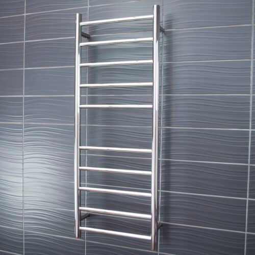Radiant Heated Towel Rail (RTR430) 430mm x 1100mm - 10 bars (ROUND) - BOTTOM LEFT Power
