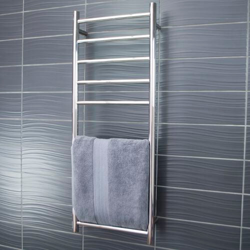 Radiant Heated Towel Rail (RTR430) 430mm x 1100mm - 10 bars (ROUND) - BOTTOM LEFT Power