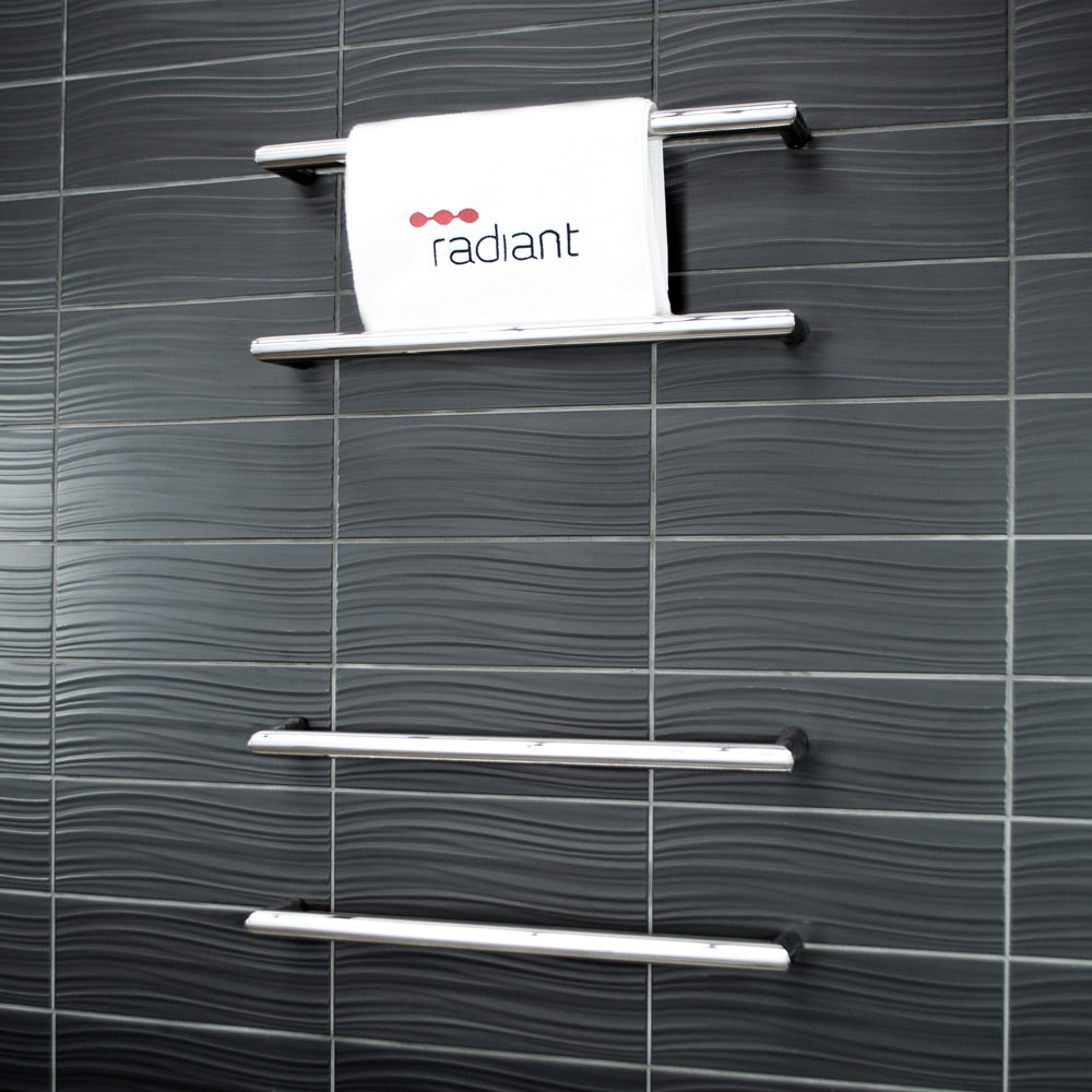 Radiant Single ROUND Bar Heated Towel Rail Kits (SBRTR) - Various Widths, Colour Finishes and Number of Bars Available