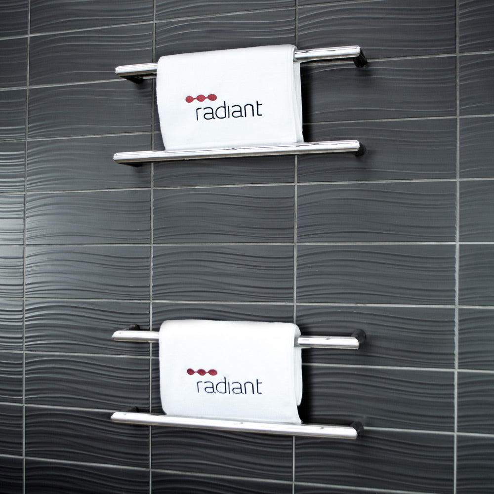 Radiant Single ROUND Bar Heated Towel Rail Kits (SBRTR) - Various Widths, Colour Finishes and Number of Bars Available