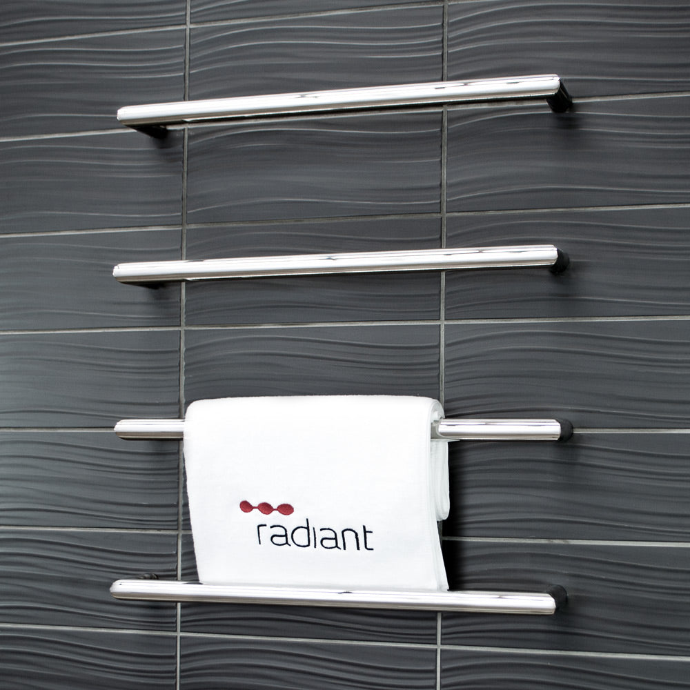 Radiant Single ROUND Bar Heated Towel Rail Kits (SBRTR) - Various Widths, Colour Finishes and Number of Bars Available
