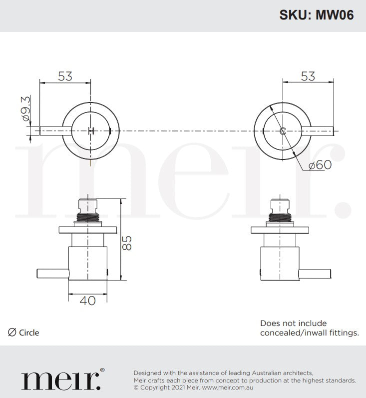 Meir Round Quarter Turn Wall Top Assemblies - Various Colour Finishes