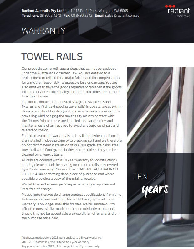 Free Standing Heated Towel Rail (FSTR01) - 600 x 1000mm - Mirror Polished Finish