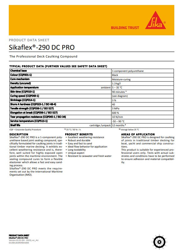 SikaFlex-290 DC PRO Sealant - 300ml Cartridges or 600ml Sausages