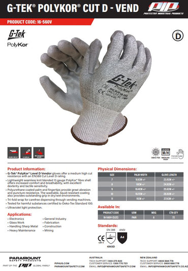 G-Tek Polykor Cut D Gloves 2 Size Options