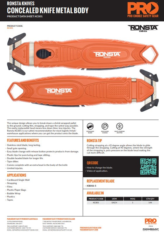 Ronsta Concealed Knife Metal Body for Versatile Use