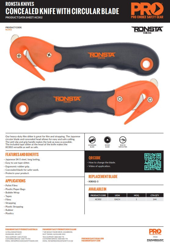 Ronsta Concealed Knife With Circular Blade
