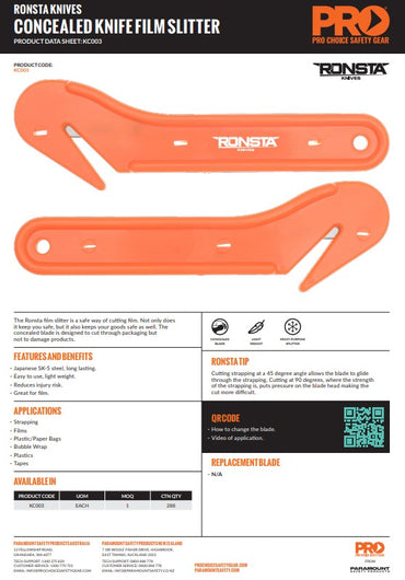 24 x Ronsta Concealed Knives Film Slitter