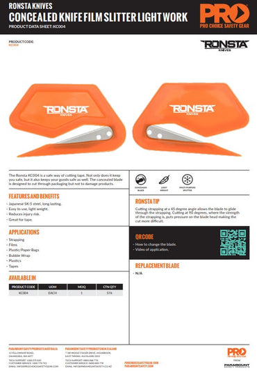 24 x Ronsta Concealed Knives Film Slitter Light Work