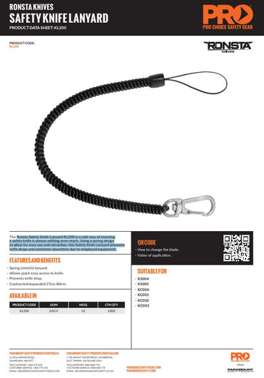 Ronsta Safety Knife Lanyard for Secure and Convenient Tool Handling
