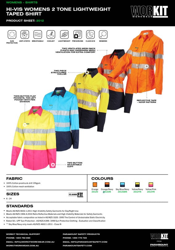 Womens Hi Vis 2 Tone Lightweight Taped Shirt