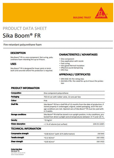 Sika Boom FR Fire-Retardant Polyurethane Foam 750ml Box of 12