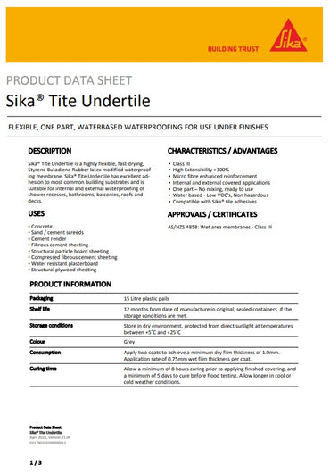 SikaTite Undertile Grey 15L Tub