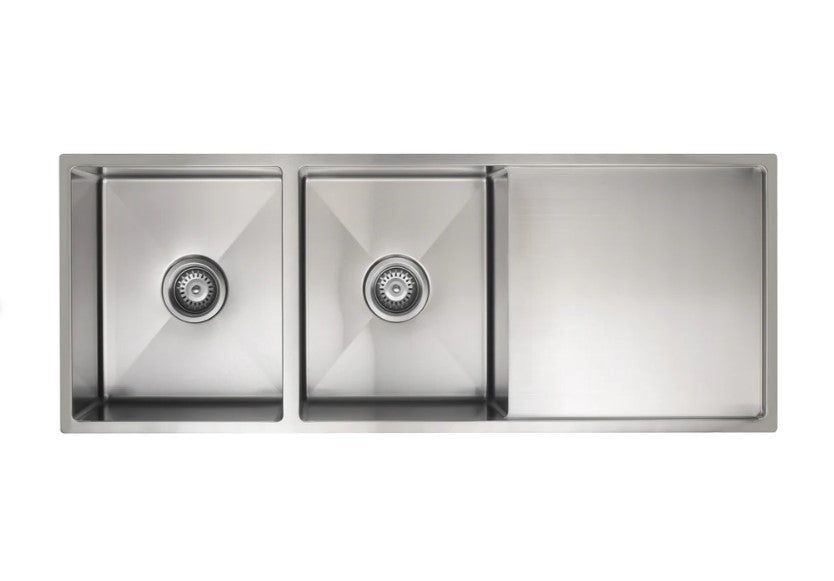 Meir Lavello Double Bowl Kitchen Sink & Drainboard 1160 x 440mm - 3 Colour Finishes