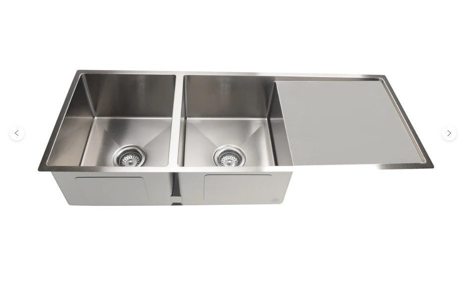 Meir Lavello Double Bowl Kitchen Sink & Drainboard 1160 x 440mm - 3 Colour Finishes