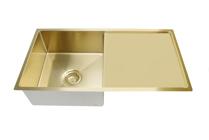 Meir Lavello Single Bowl Kitchen Sink with Drainboard 840 x 440mm - 3 Colour Finishes