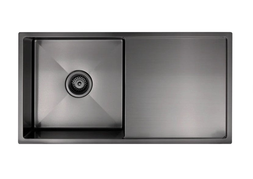 Meir Lavello Single Bowl Kitchen Sink with Drainboard 840 x 440mm - 3 Colour Finishes
