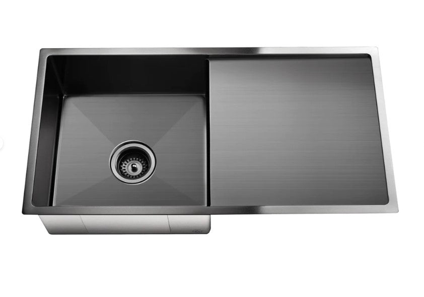 Meir Lavello Single Bowl Kitchen Sink with Drainboard 840 x 440mm - 3 Colour Finishes