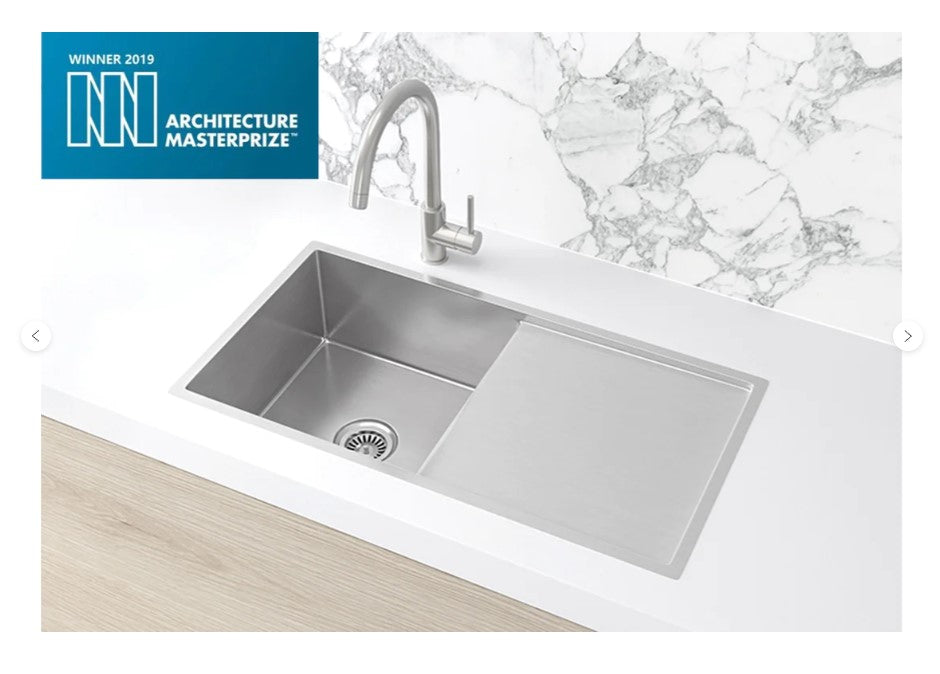 Meir Lavello Single Bowl Kitchen Sink with Drainboard 840 x 440mm - 3 Colour Finishes