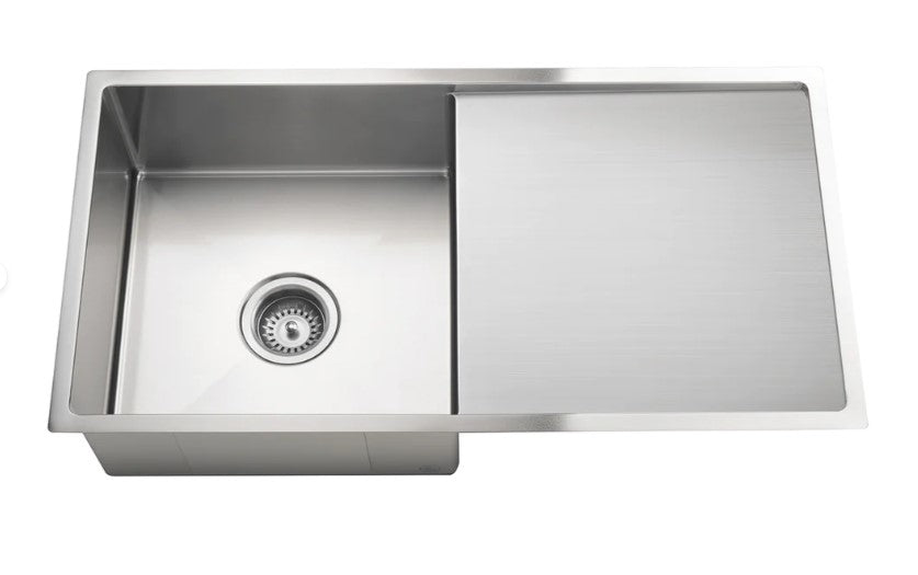 Meir Lavello Single Bowl Kitchen Sink with Drainboard 840 x 440mm - 3 Colour Finishes