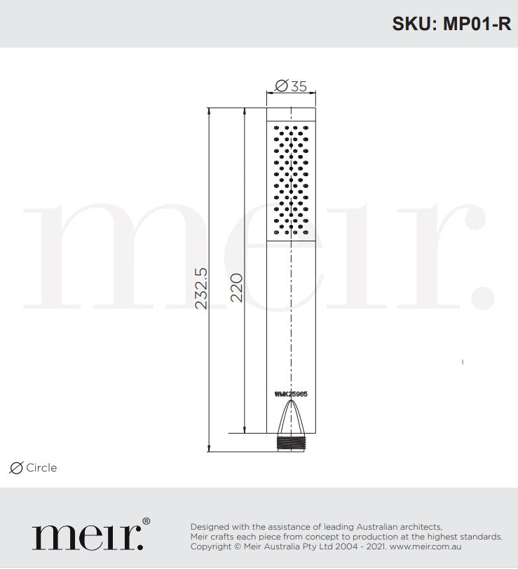 Meir Round Hand Shower Single Function - Replacement Wand