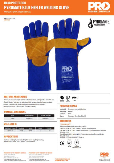 Pyromate Kevlar Welders Glove Size Large - 6 Pairs in 3 Colour Options