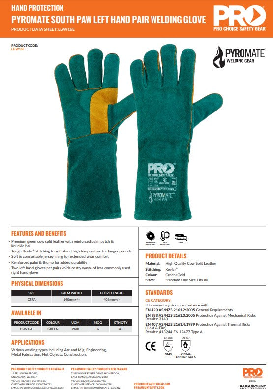 Pyromate Kevlar Welders Glove Size Large - 6 Pairs in 3 Colour Options