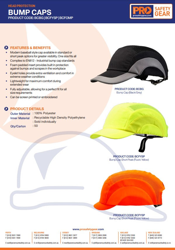 Pro Choice Bump Caps - Various Brim Options