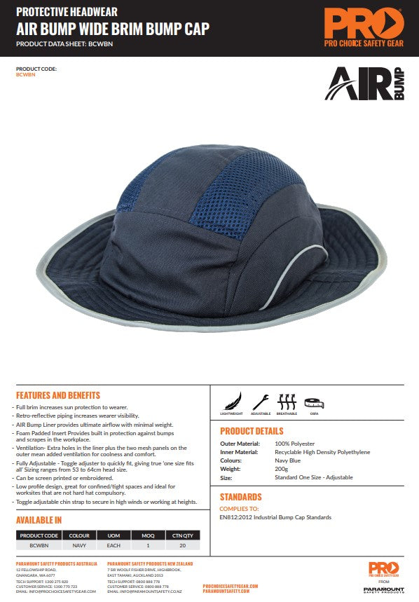 Pro Choice Bump Caps - Various Brim Options